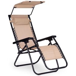 Шезлонг с тентом Modern Home Zero Gravity ZRL009 (Beige/Black) Thumb