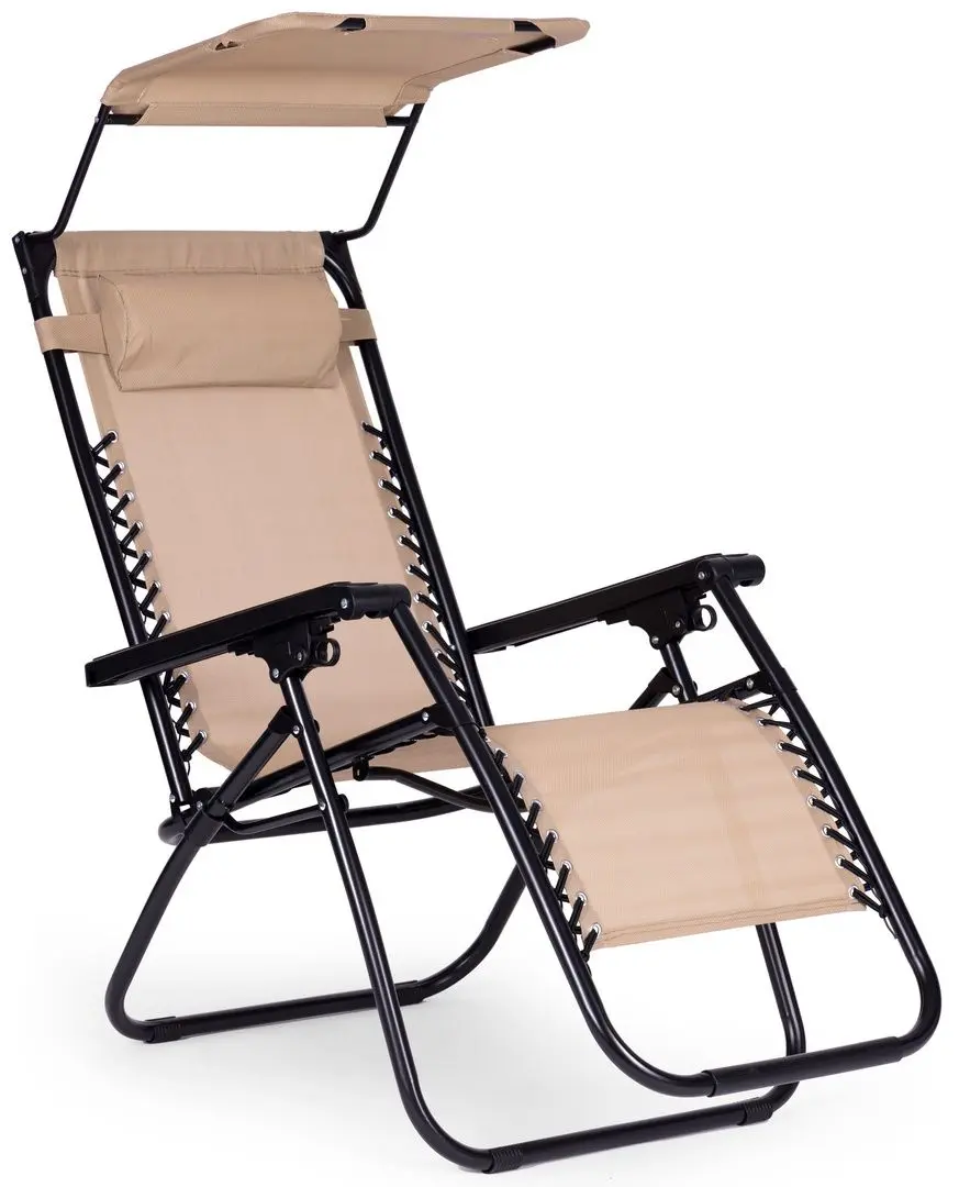 Шезлонг с тентом Modern Home Zero Gravity ZRL009 (Beige/Black)