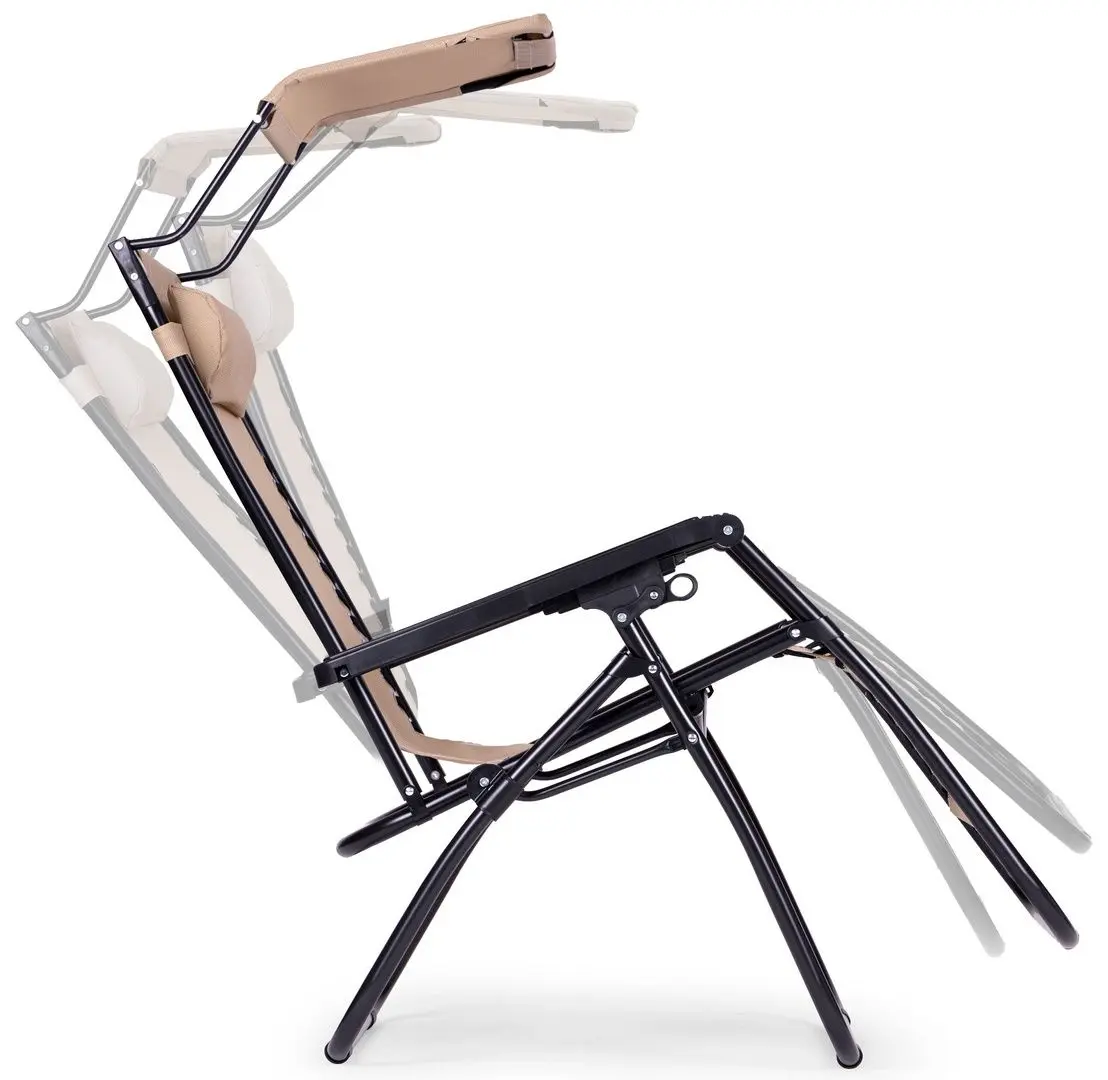Шезлонг с тентом Modern Home Zero Gravity ZRL009 (Beige/Black)