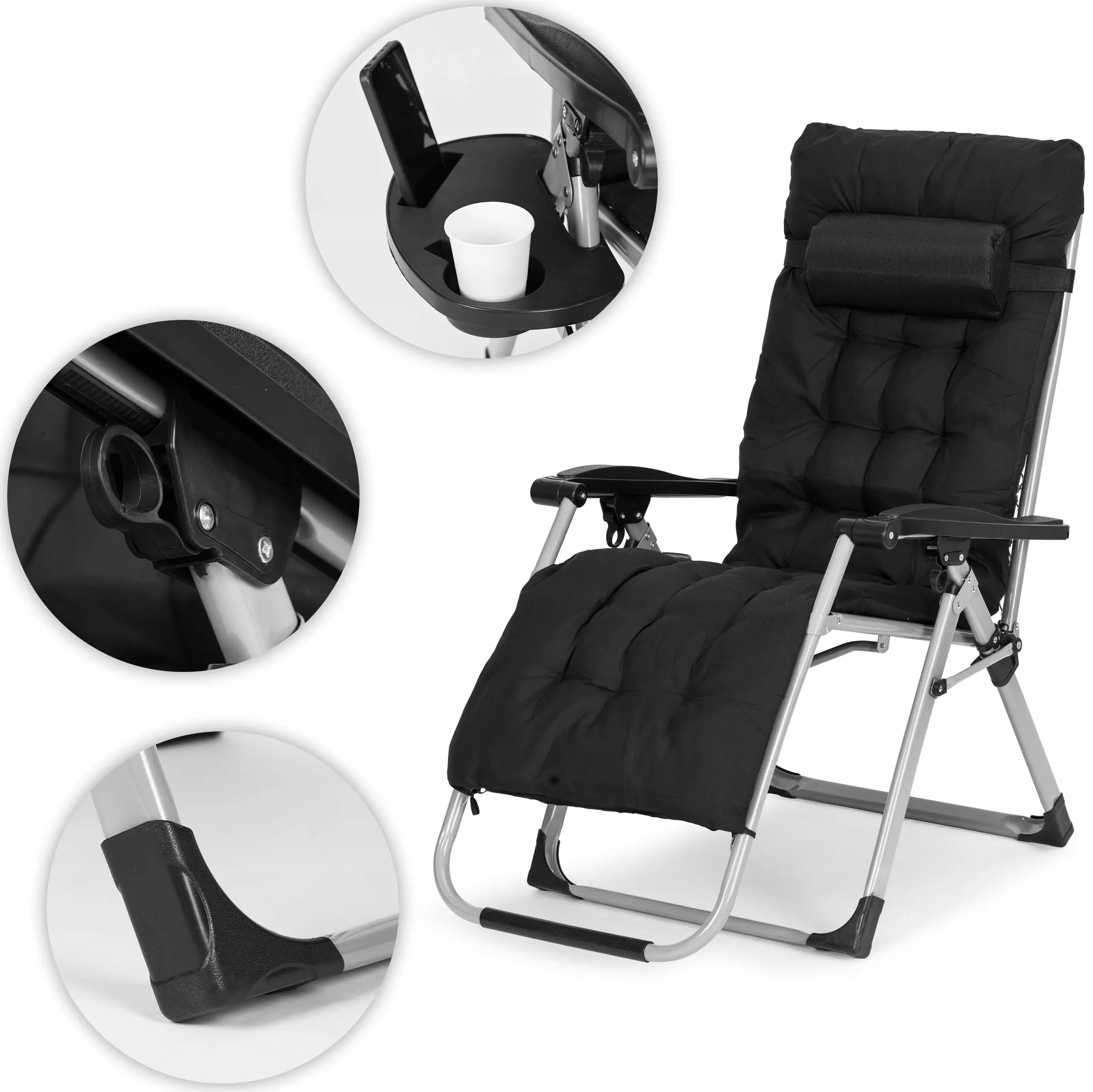 Шезлонг MultiGarden ZRL009-C-4-1 (Black/Grey) - 7