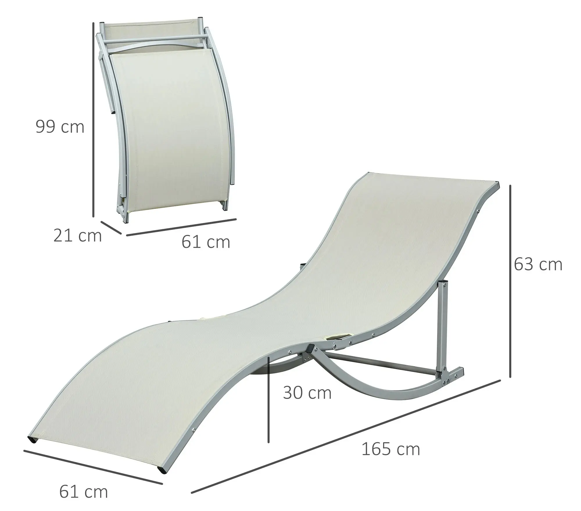 Комплект шезлонгов Outsunny 84B-540BG 2pcs (Beige) - 3