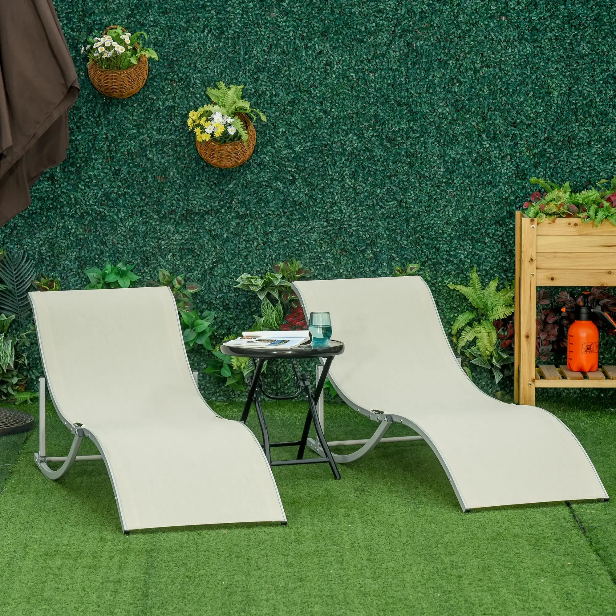Комплект шезлонгов Outsunny 84B-540BG 2pcs (Beige) - 7