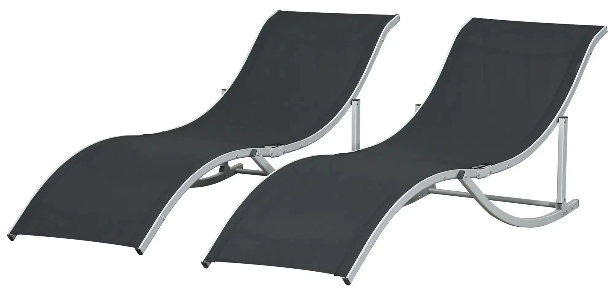 Комплект шезлонгов Outsunny 84B-540BK 2pcs (Black/Silver) - 2