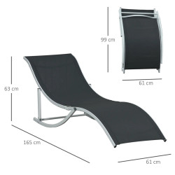 Комплект шезлонгов Outsunny 84B-540BK 2pcs (Black/Silver) Thumb