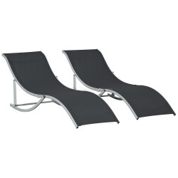 Комплект шезлонгов Outsunny 84B-540BK 2pcs (Black/Silver)