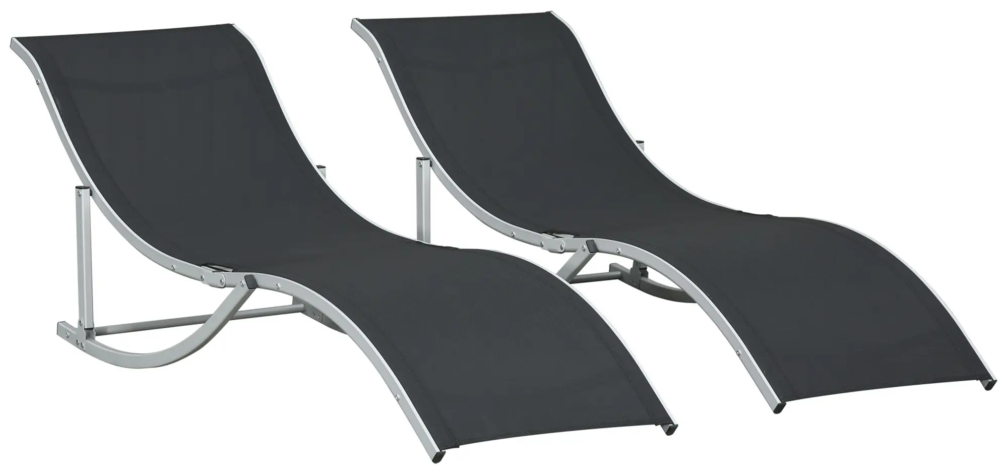 Комплект шезлонгов Outsunny 84B-540BK 2pcs (Black/Silver)