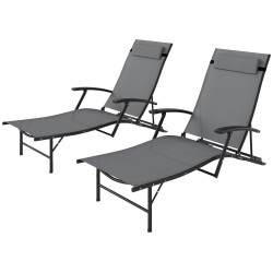 Комплект шезлонгов Outsunny 84G-632V00GY 2pcs (Grey) Thumb