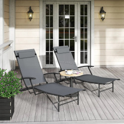 Set sezlonguri Outsunny 84G-632V00GY 2pcs (Grey)