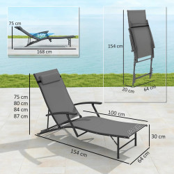 Комплект шезлонгов Outsunny 84G-632V00GY 2pcs (Grey) Thumb