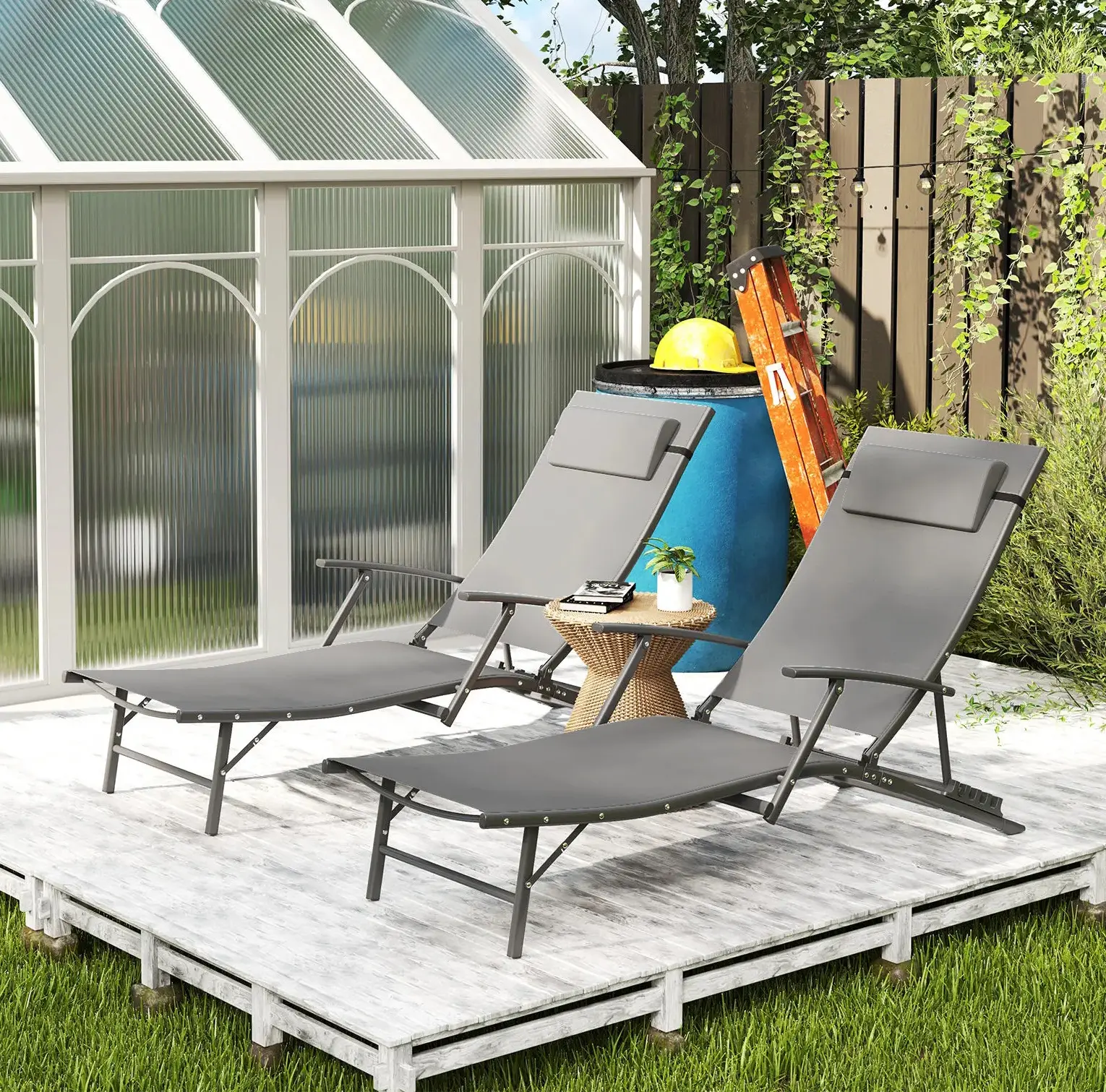 Комплект шезлонгов Outsunny 84G-632V00GY 2pcs (Grey) - 7