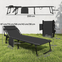 Комплект шезлонгов Outsunny 84G-959V02BK 2pcs (Black) Thumb
