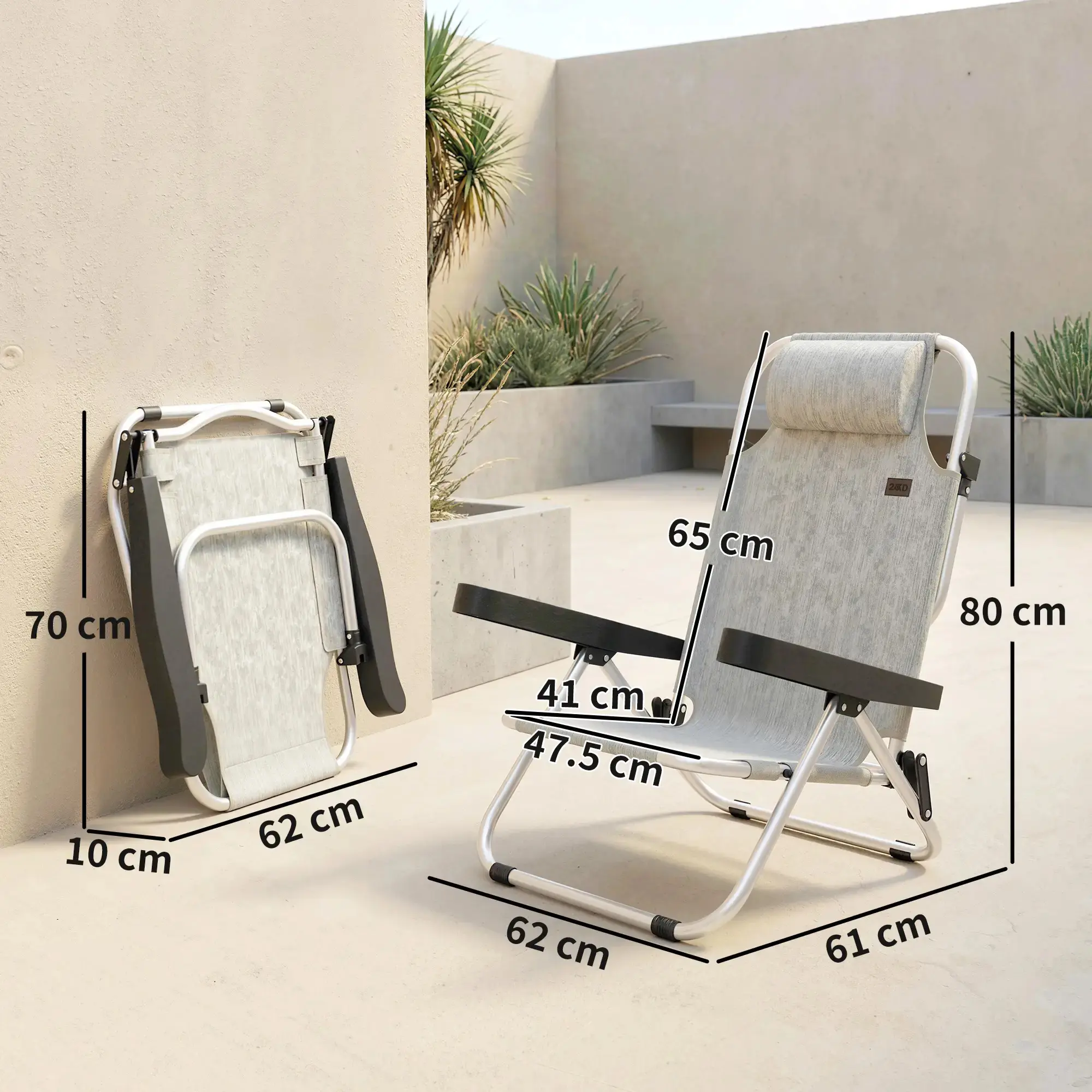 Комплект шезлонгов Outsunny 84K-203V00GY 2pcs (Grey) - 5