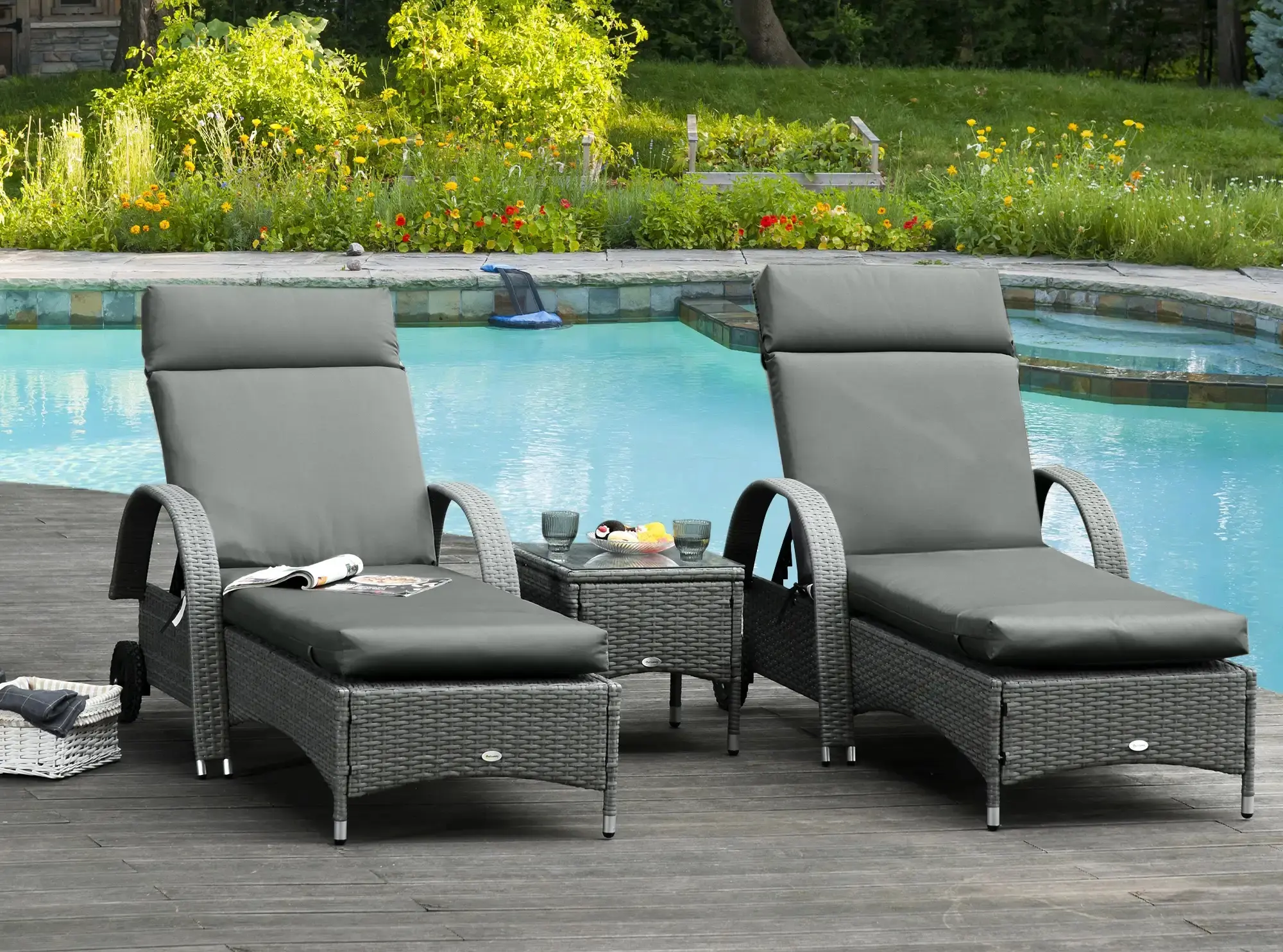 Набор матрасов для шезлонга Outsunny 84B-514CG (Dark Grey) - 3