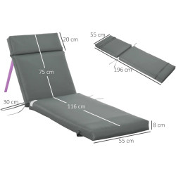 Набор матрасов для шезлонга Outsunny 84B-514CG (Dark Grey) Thumb