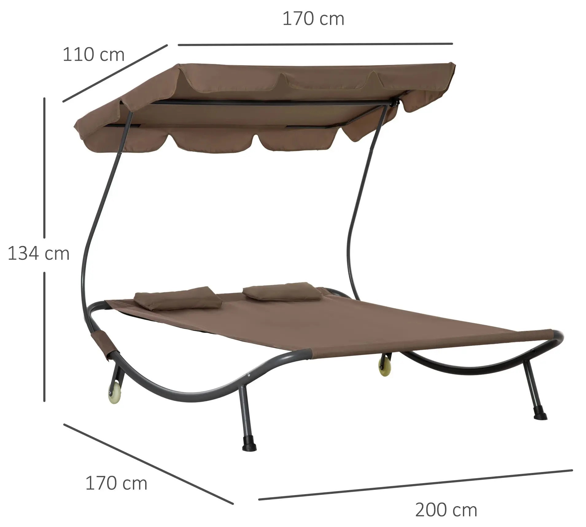 Sezlong 2 locuri Outsunny 84B-174BN (Brown) - 3