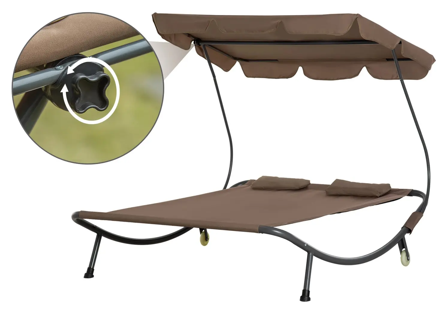 Sezlong 2 locuri Outsunny 84B-174BN (Brown) - 5