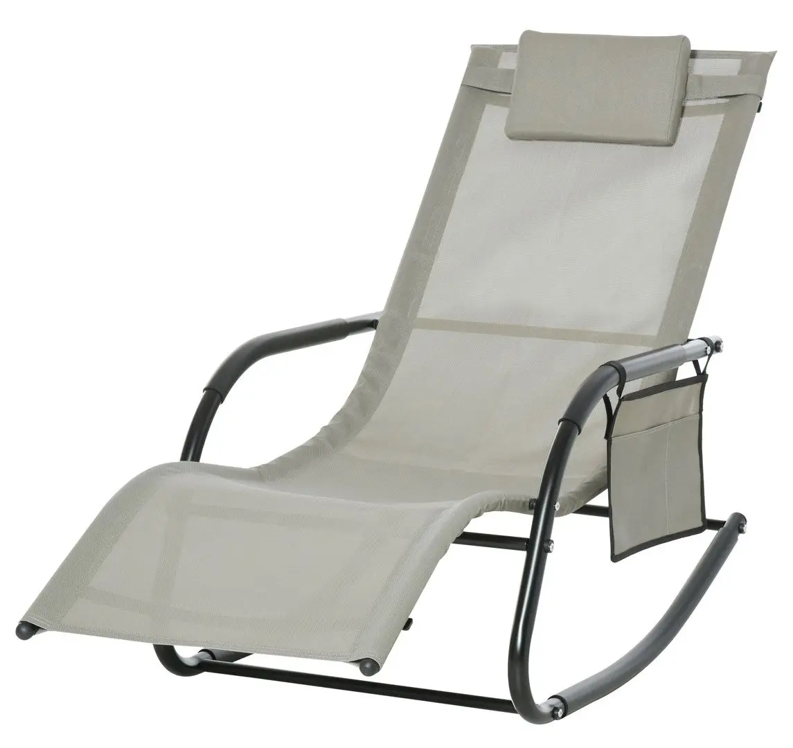 Шезлонг-качалка Outsunny 84A-160GY (Light Grey/Black) - 2