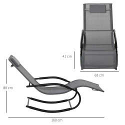 Шезлонг-качалка Outsunny 84B-681CG (Dark Grey) Thumb