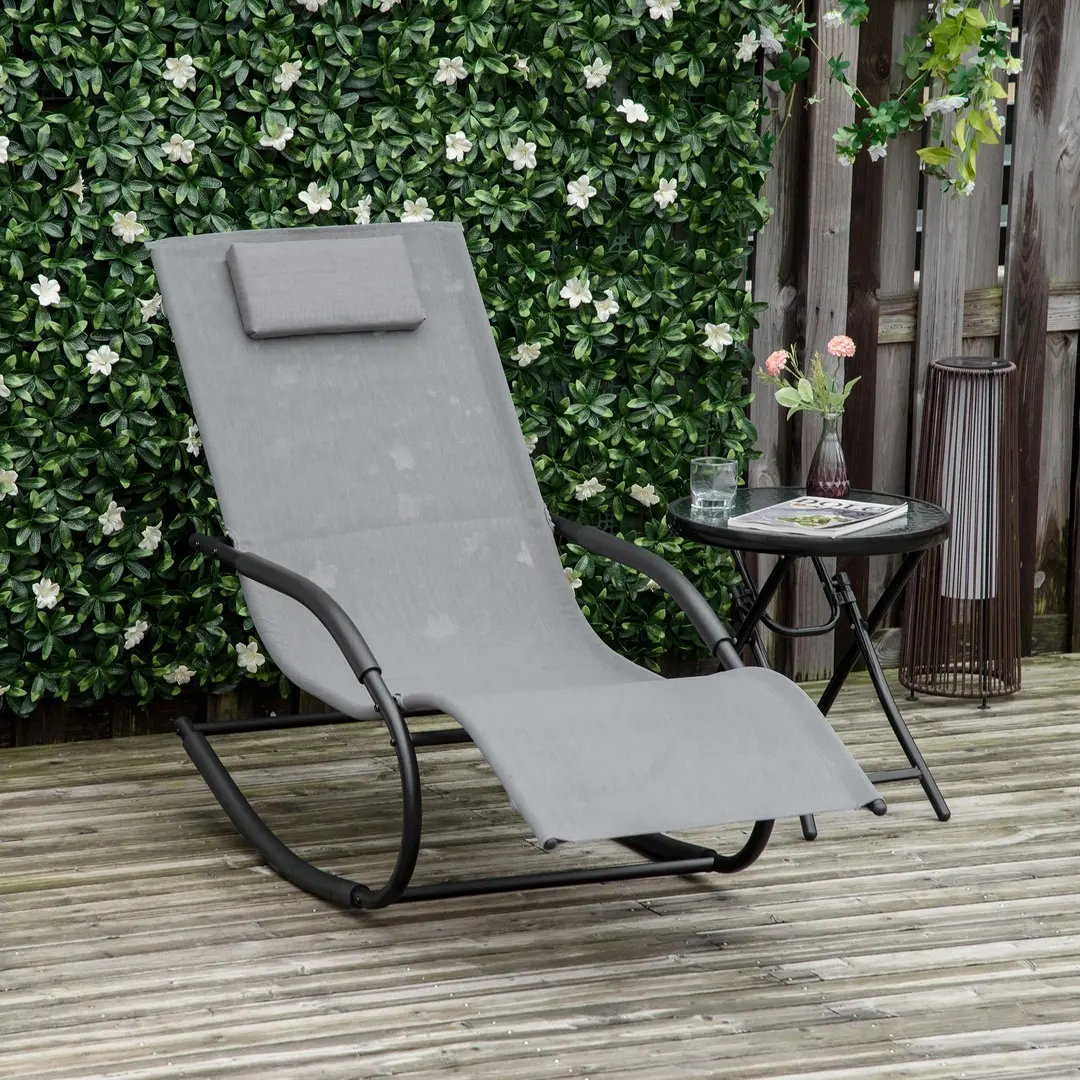 Шезлонг-качалка Outsunny 84B-681CG (Dark Grey)