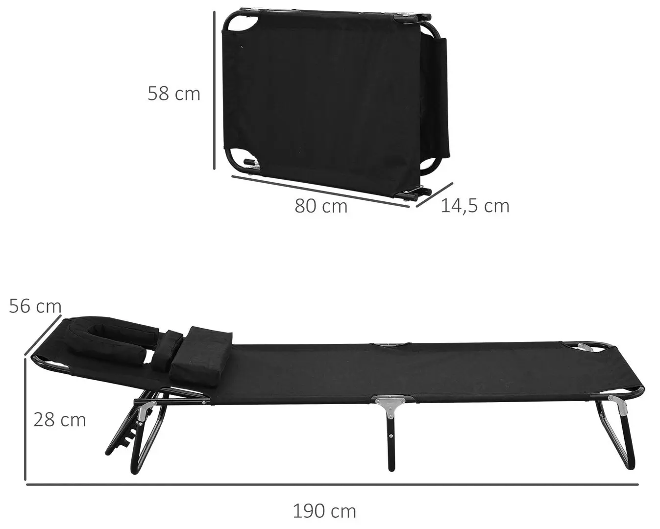 Sezlong Outsunny 01-0342 (Black)