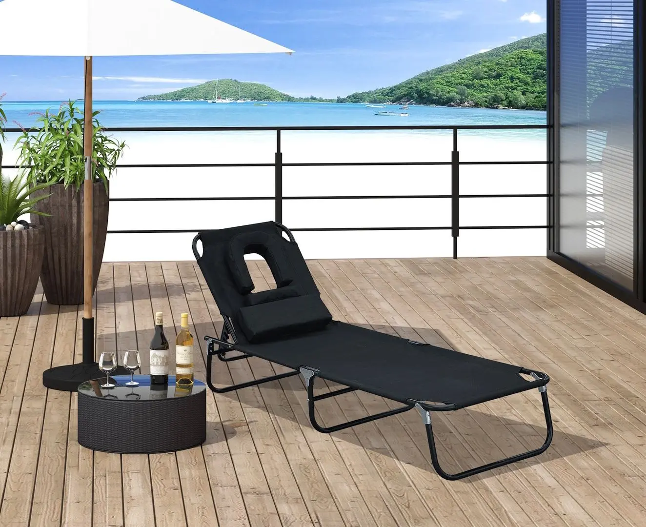 Sezlong Outsunny 01-0342 (Black)