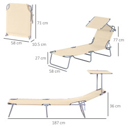 Sezlong Outsunny 84B-001BG (Beige) Thumb