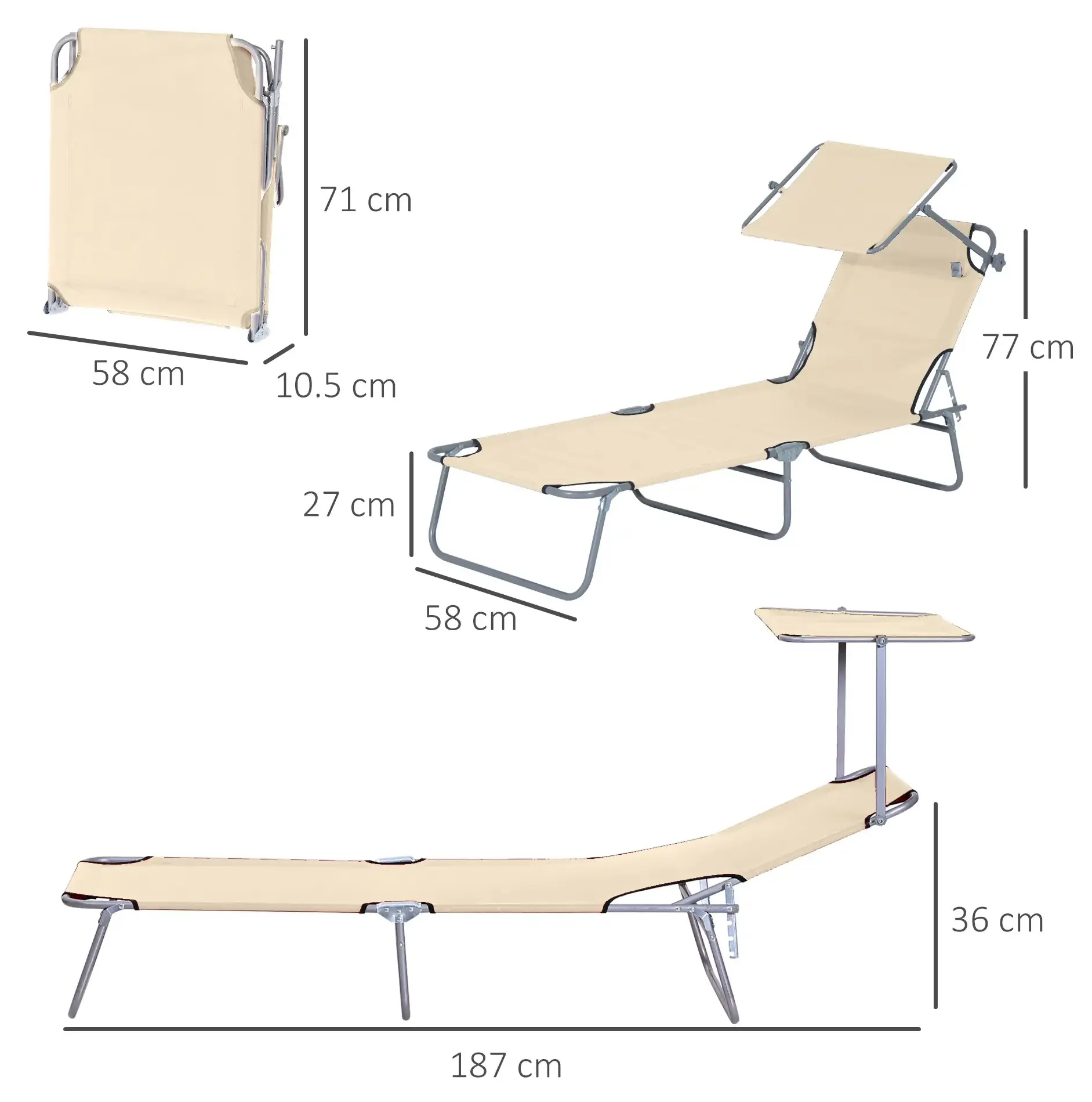 Sezlong Outsunny 84B-001BG (Beige) - 4