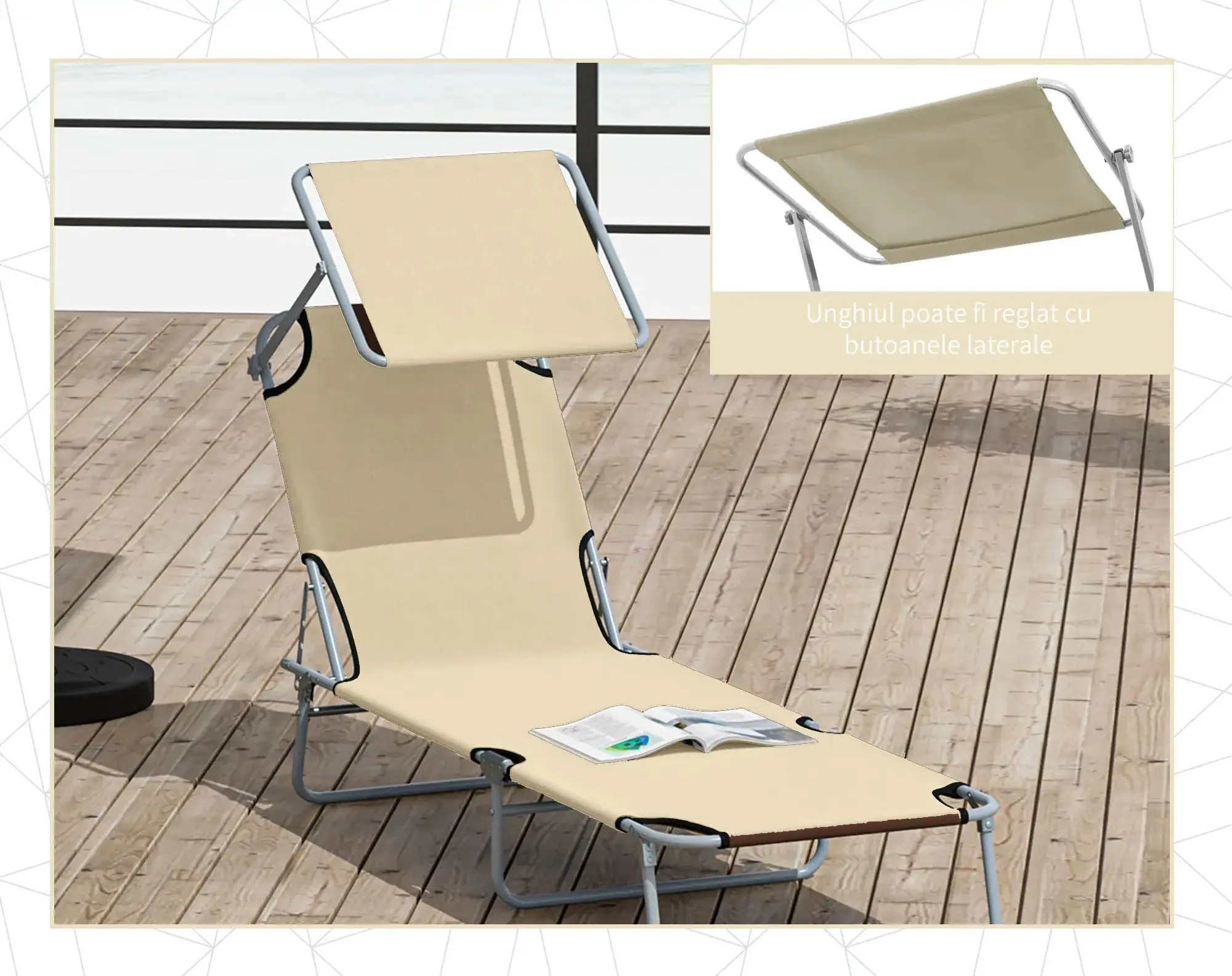 Sezlong Outsunny 84B-001BG (Beige) - 6