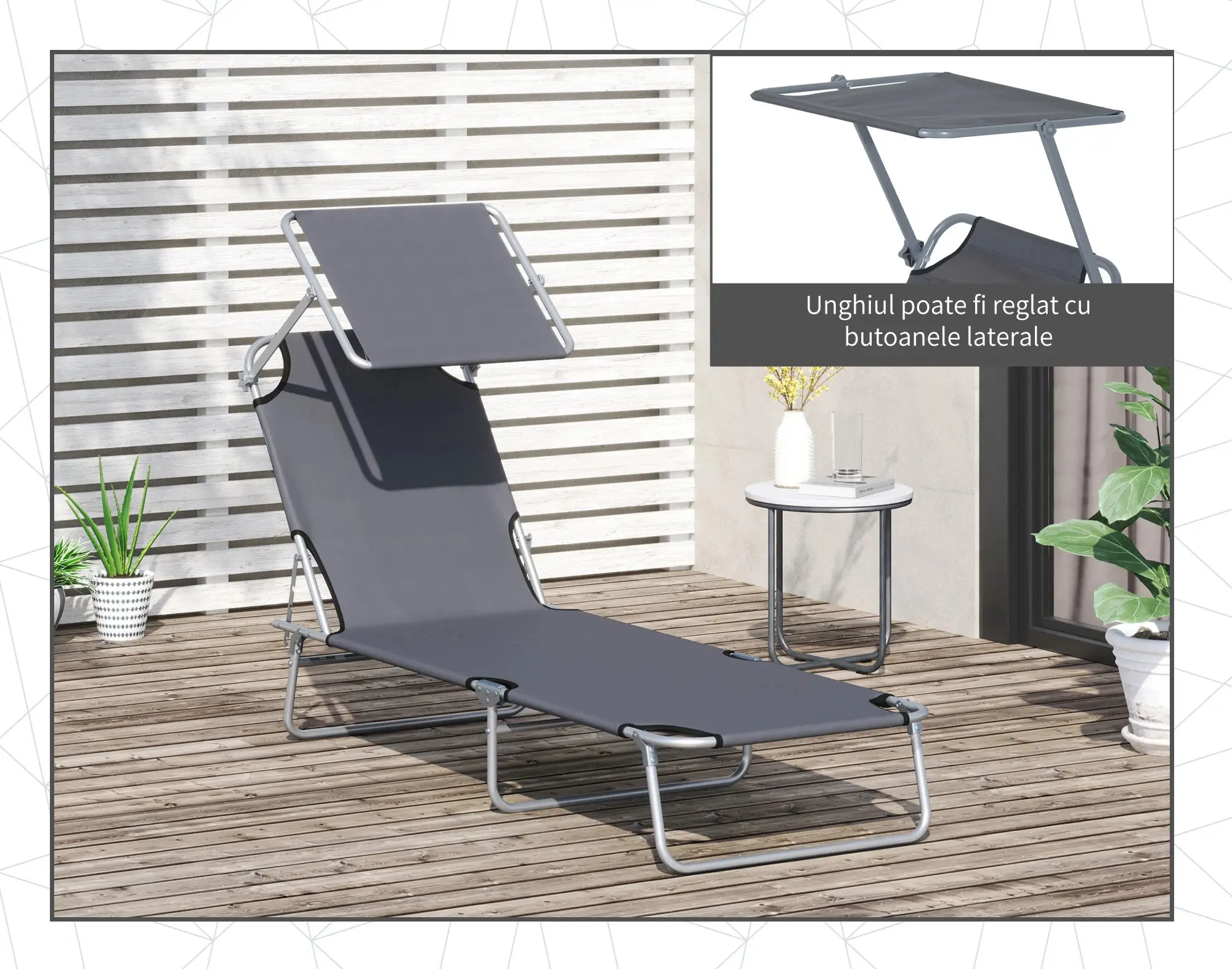 Шезлонг Outsunny 84B-001GY (Grey) - 11