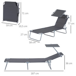 Шезлонг Outsunny 84B-001GY (Grey) Thumb
