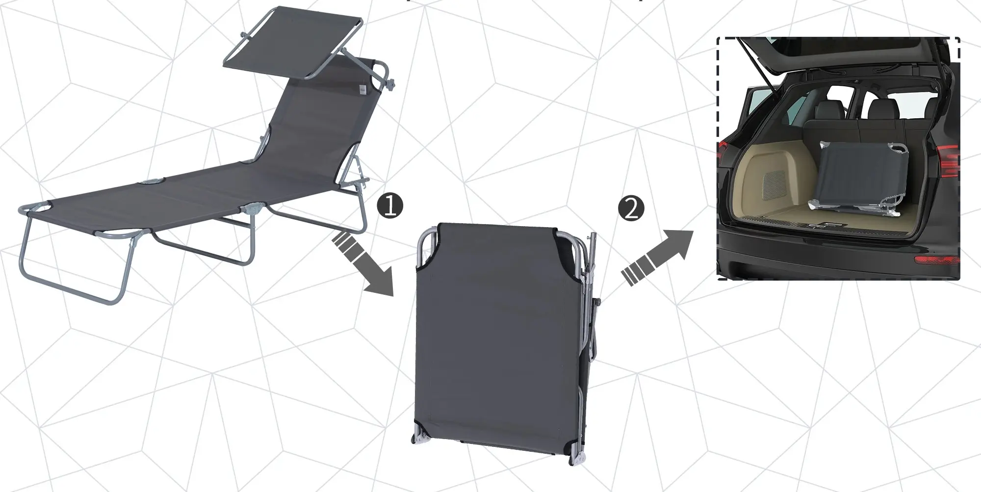 Шезлонг Outsunny 84B-001GY (Grey) - 9