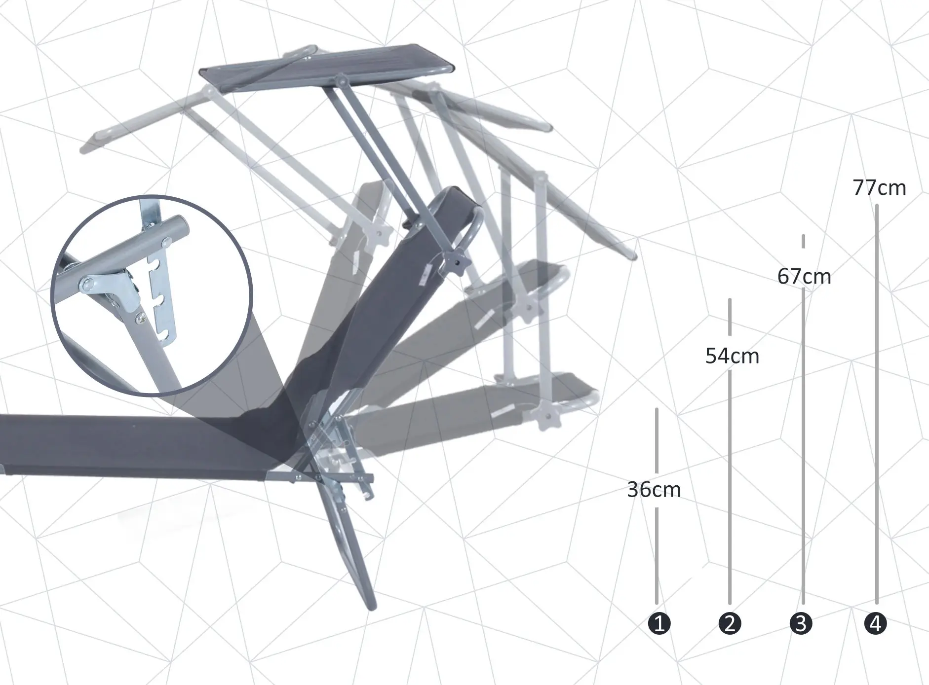Шезлонг Outsunny 84B-001GY (Grey) - 10