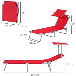 Шезлонг Outsunny 84B-001RD (Red) Thumb