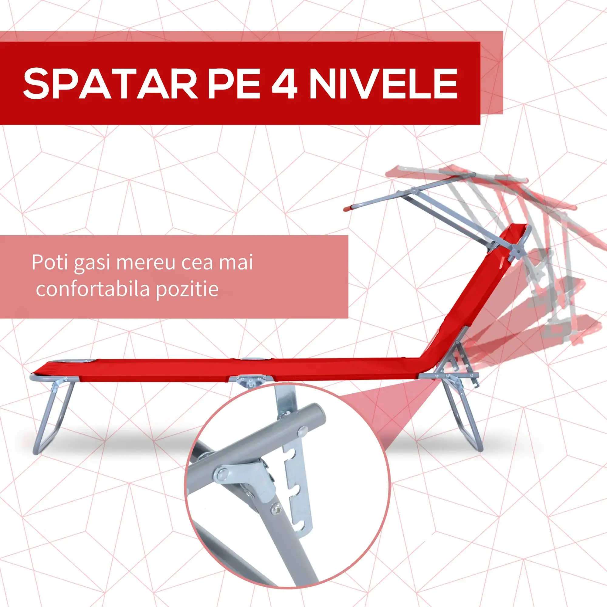 Шезлонг Outsunny 84B-001RD (Red) - 9