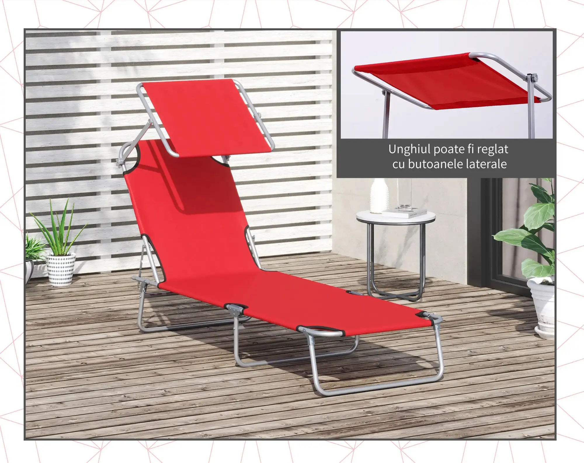 Шезлонг Outsunny 84B-001RD (Red) - 10