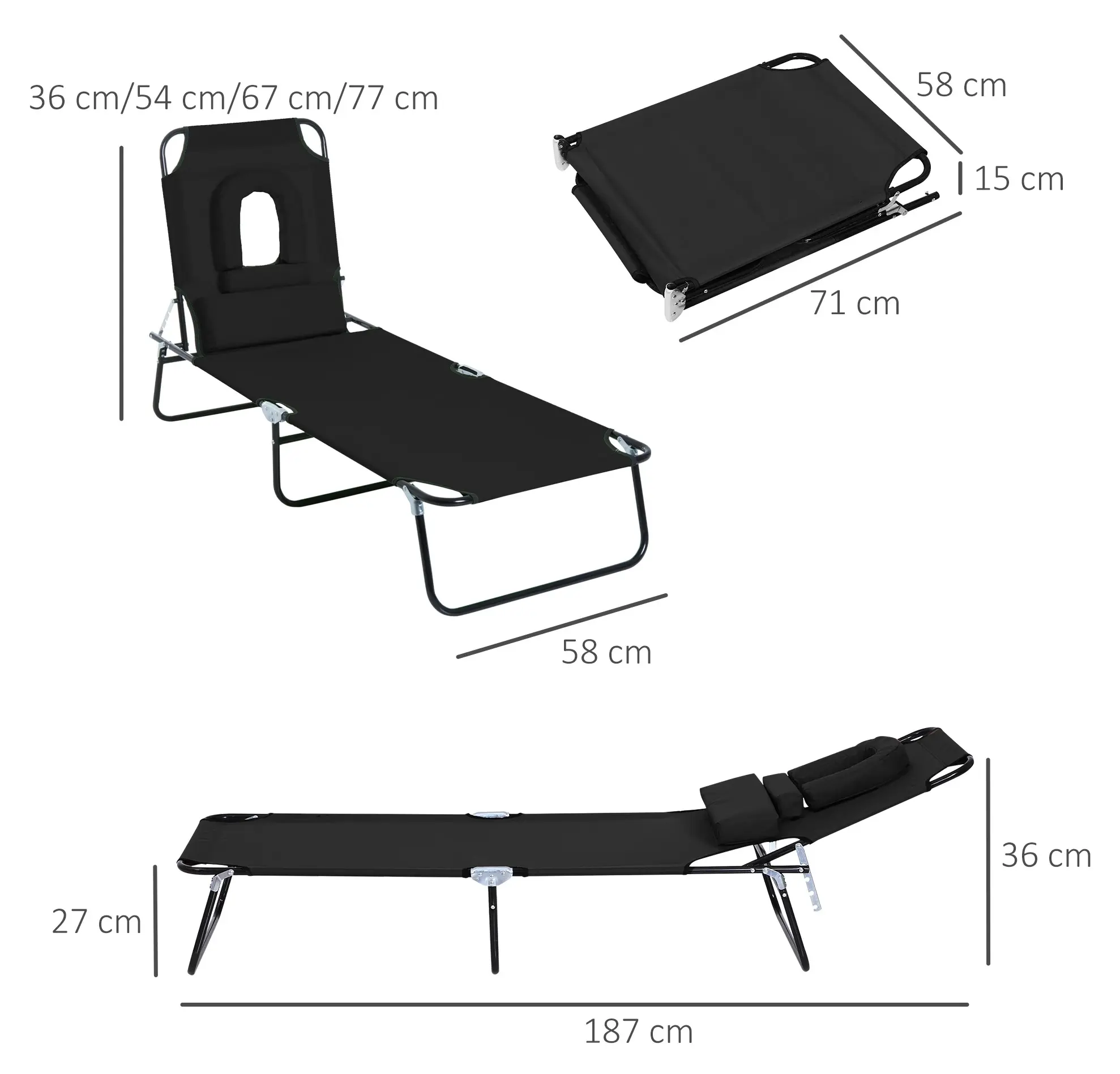 Sezlong Outsunny 84B-002BK (Black) - 4