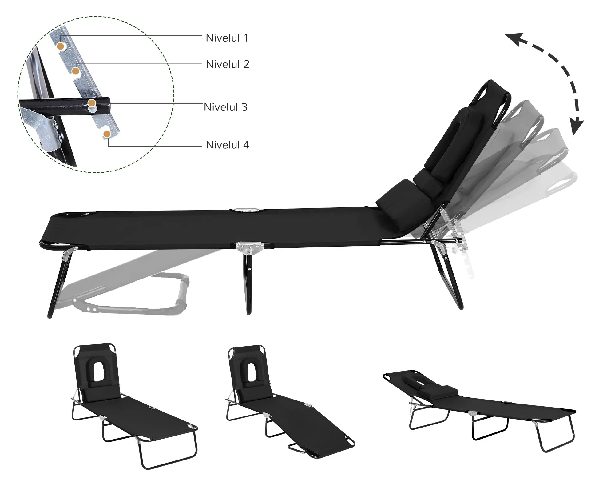 Sezlong Outsunny 84B-002BK (Black) - 6