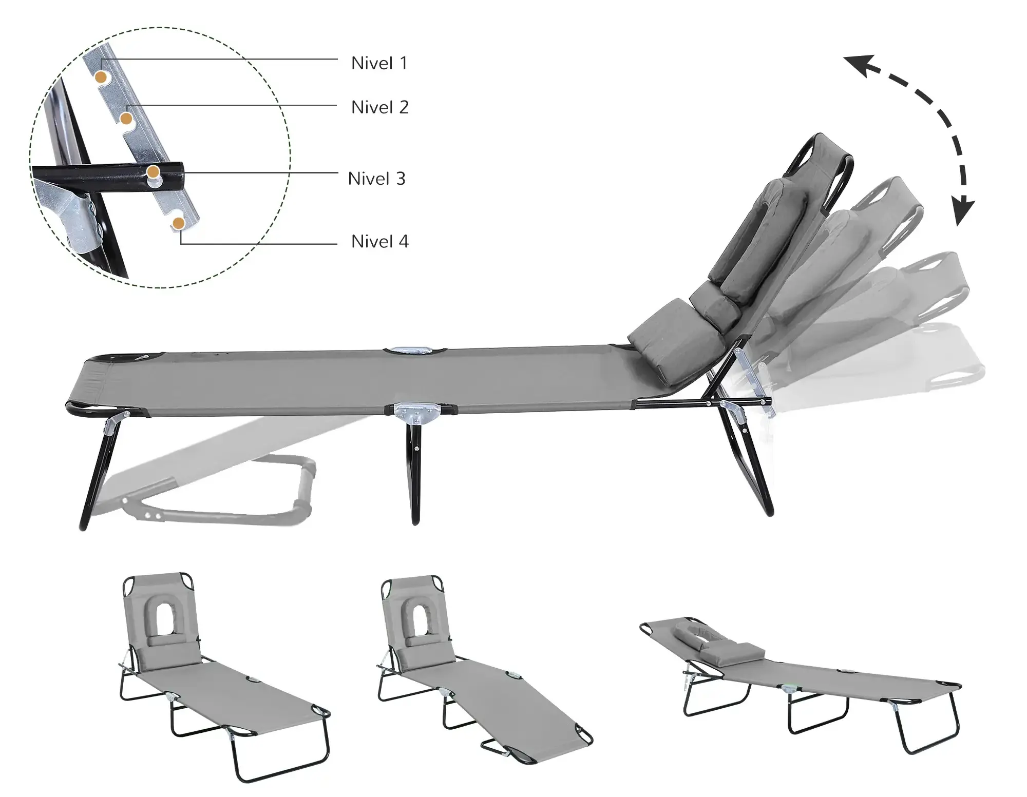 Sezlong Outsunny 84B-002CG (Grey) - 4