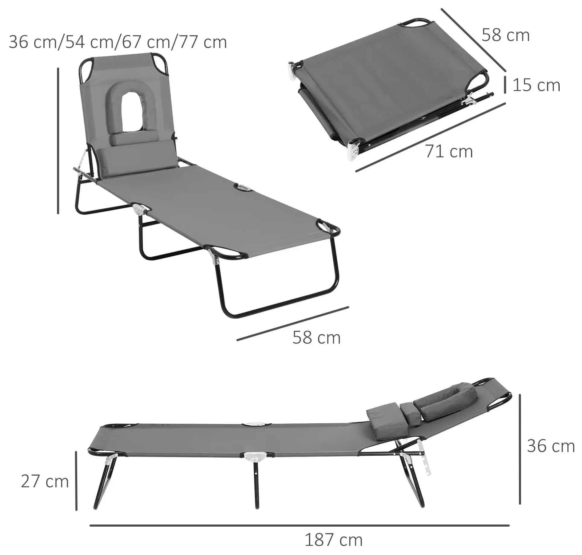 Sezlong Outsunny 84B-002CG (Grey) - 5