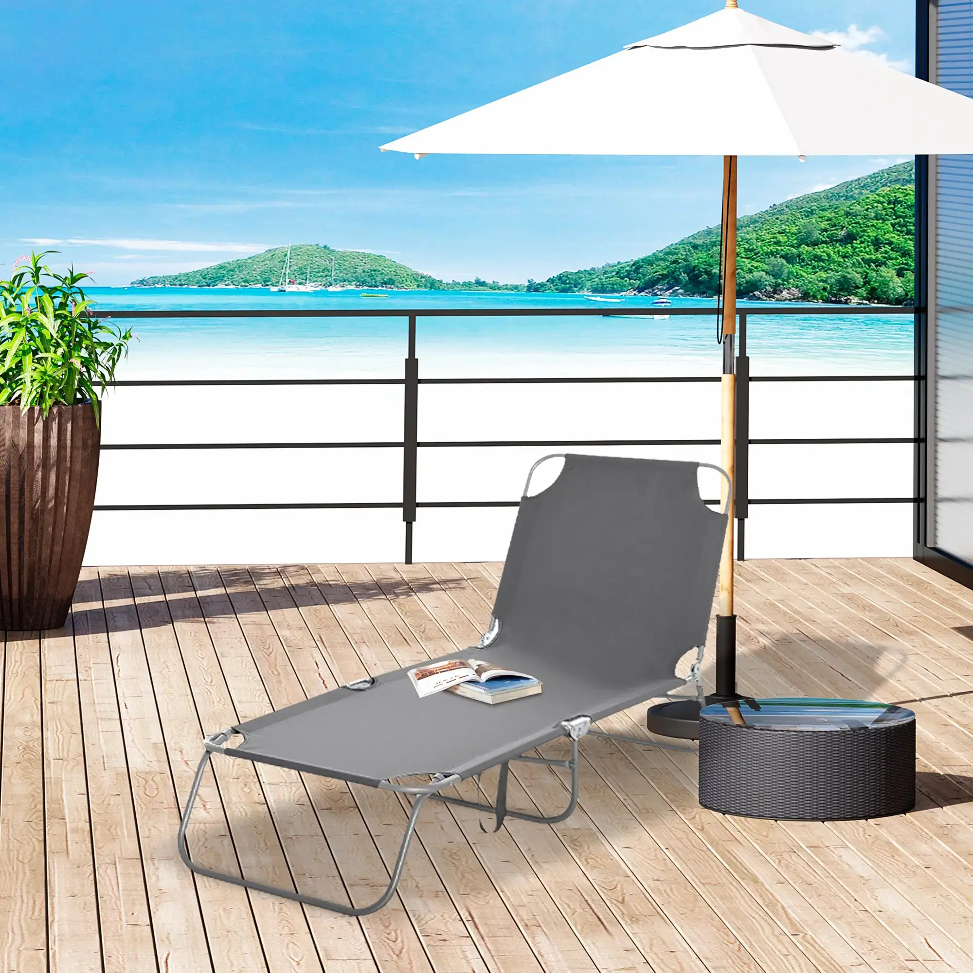 Sezlong Outsunny 84B-129GY (Grey) - 12