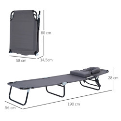 Шезлонг Outsunny 84B-177 (Grey) Thumb