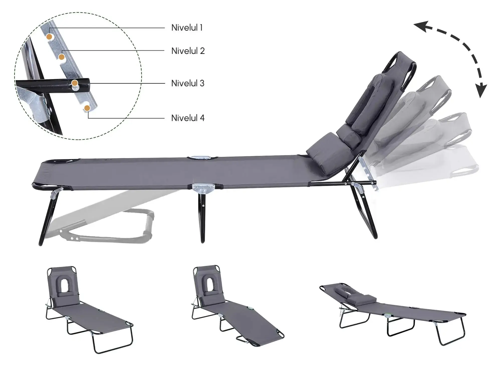 Шезлонг Outsunny 84B-177 (Grey) - 9