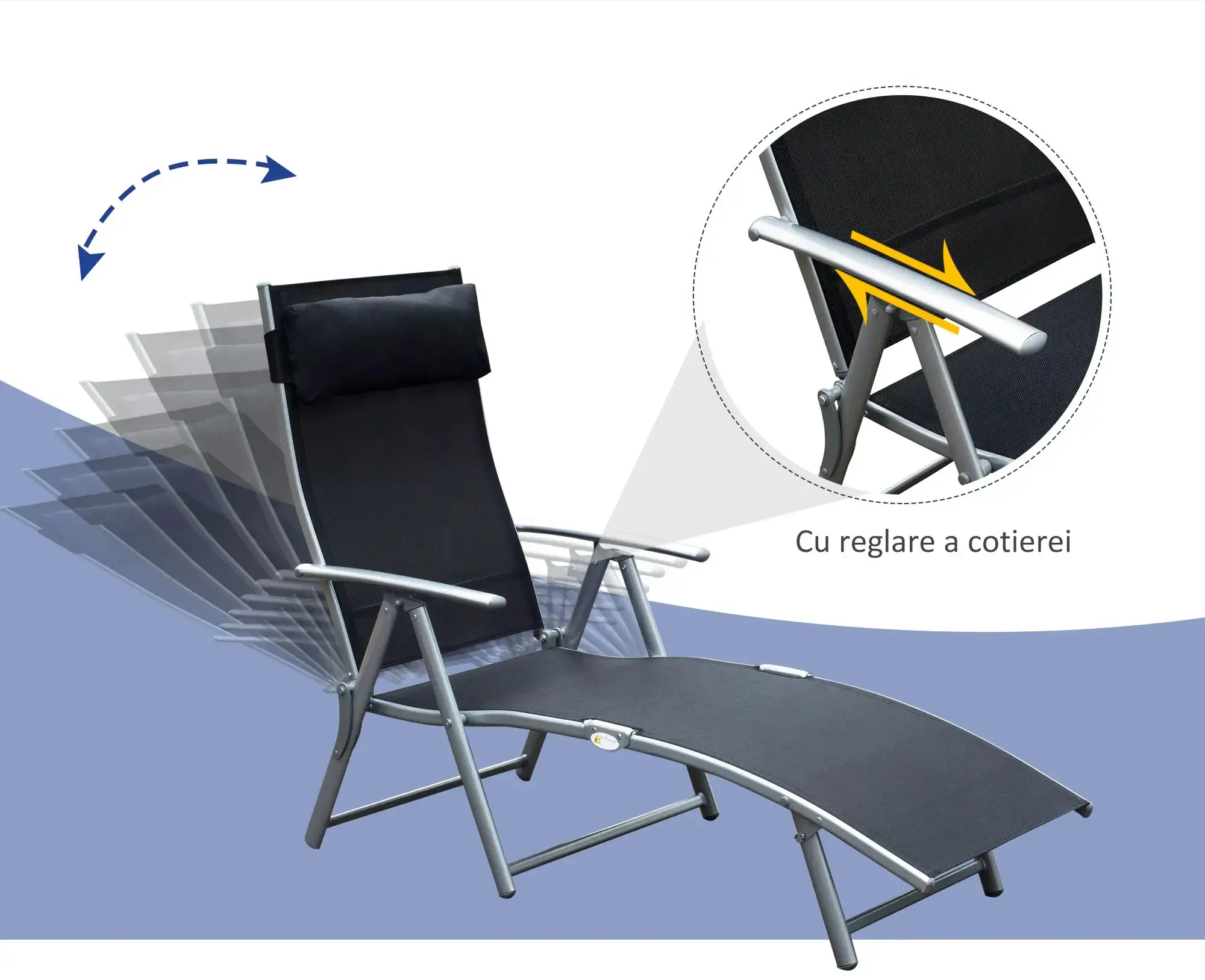 Sezlong Outsunny 84B-184BK (Black) - 7