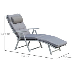 Шезлонг Outsunny 84B-184V01GY (Grey) Thumb