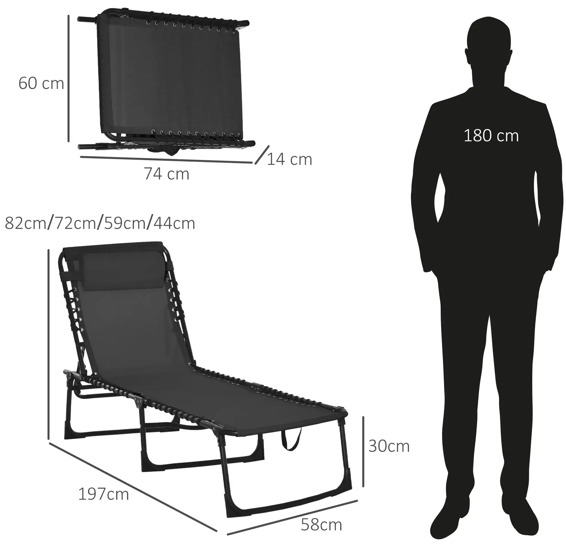 Sezlong Outsunny 84B-206BK (Black) - 4