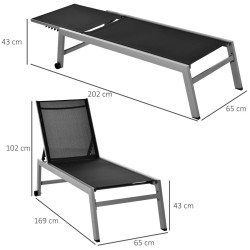 Sezlong Outsunny 84B-340BK (Black) Thumb