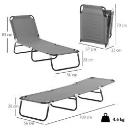 Шезлонг Outsunny 84B-442GY (Grey) Thumb
