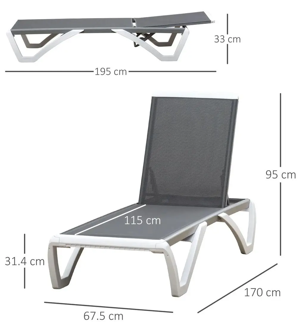 Sezlong Outsunny 84B-595GY (Grey/White) - 4