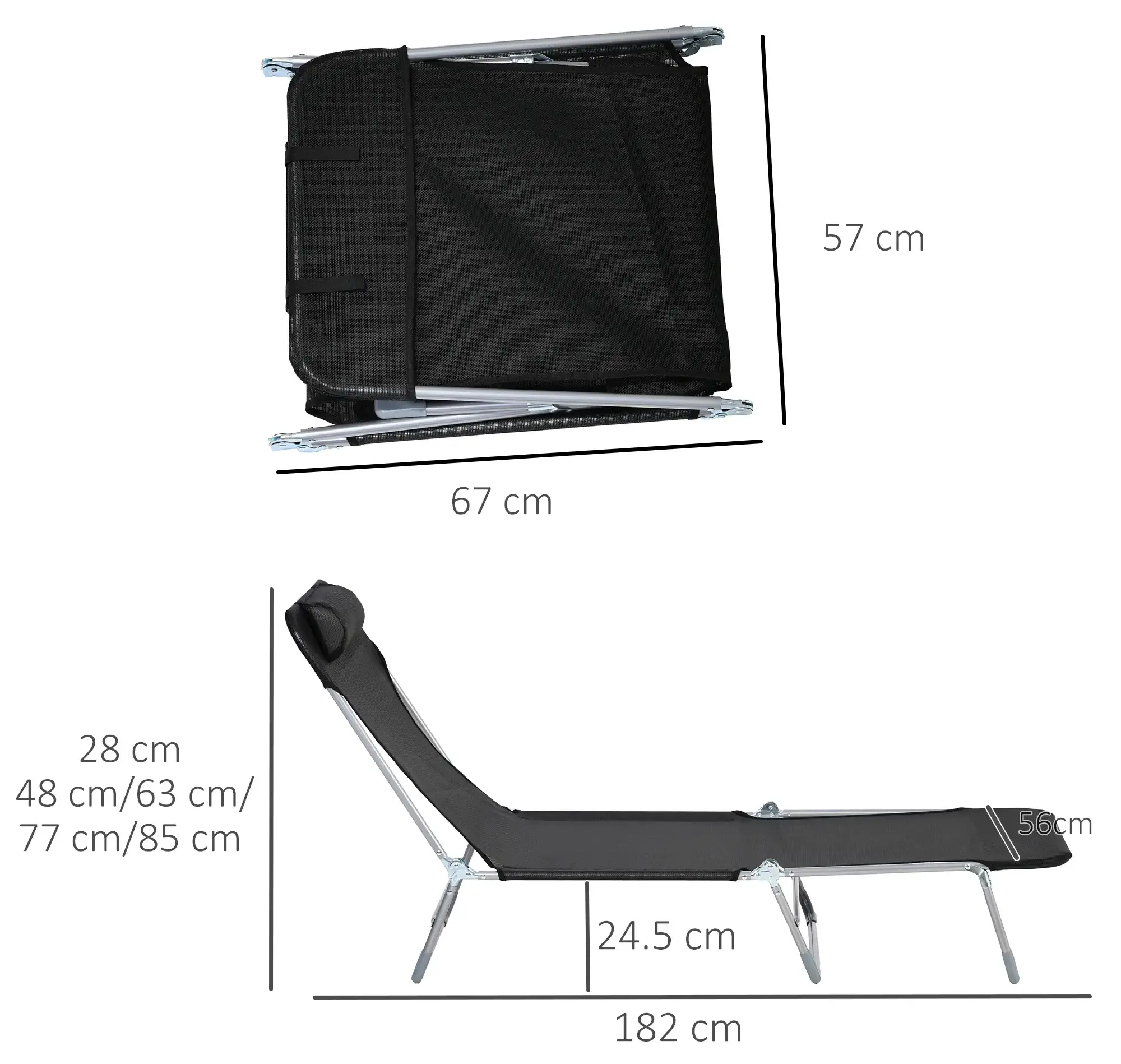 Sezlong Outsunny 84B-622BK (Black) - 4