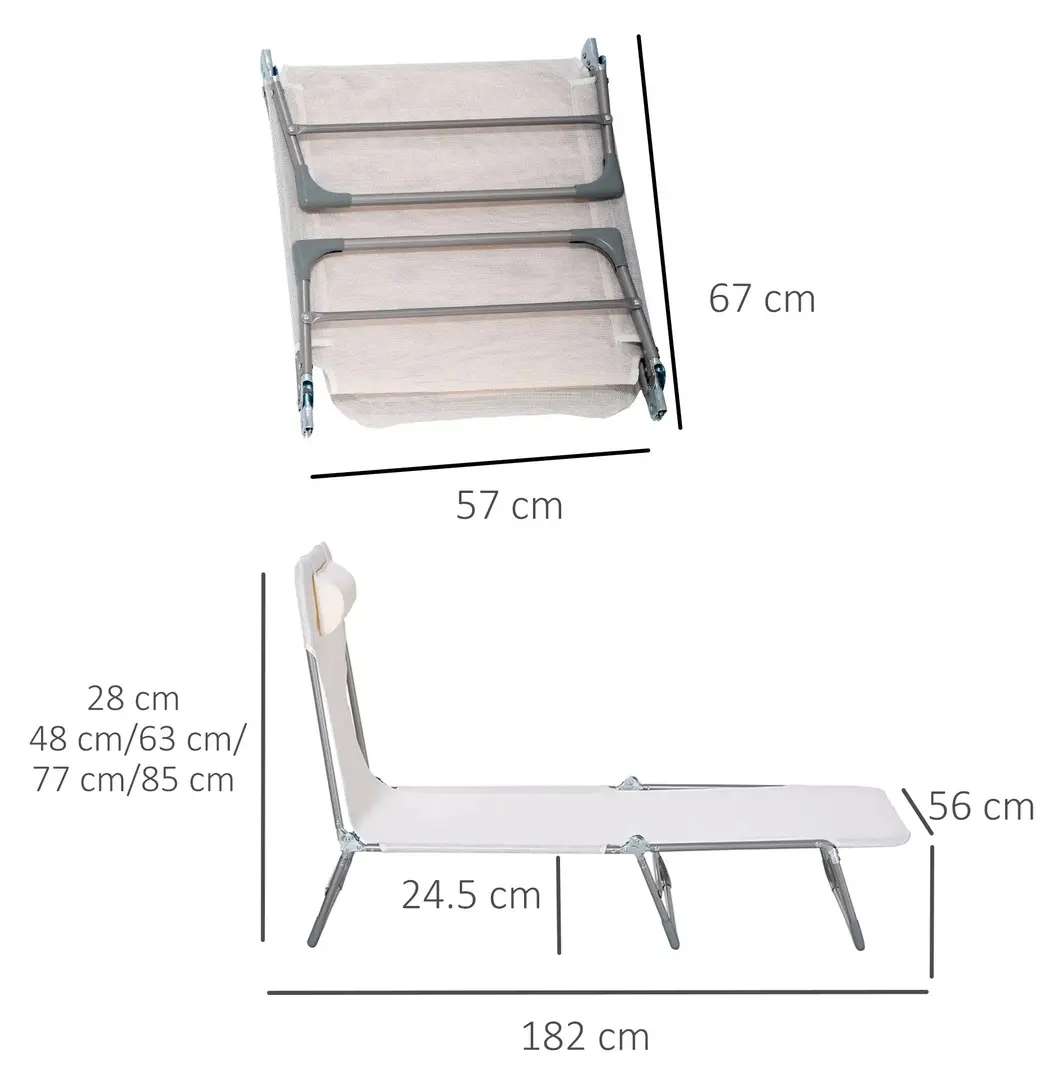 Sezlong Outsunny 84B-622CW (Cream White) - 5